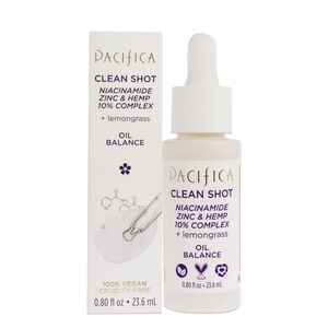 Clean‎ Shot Niacinamide Zinc and Hemp 10%  Complex by Pacifica - 23.6mL New